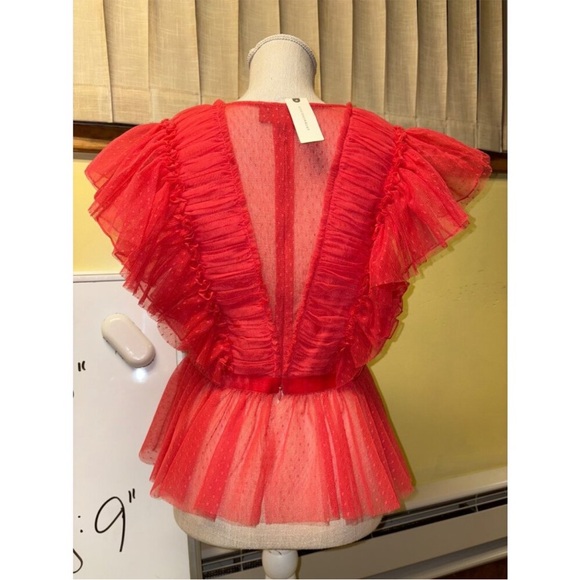 Anthropologie Red Ruffled Blouse - Picture 6 of 13